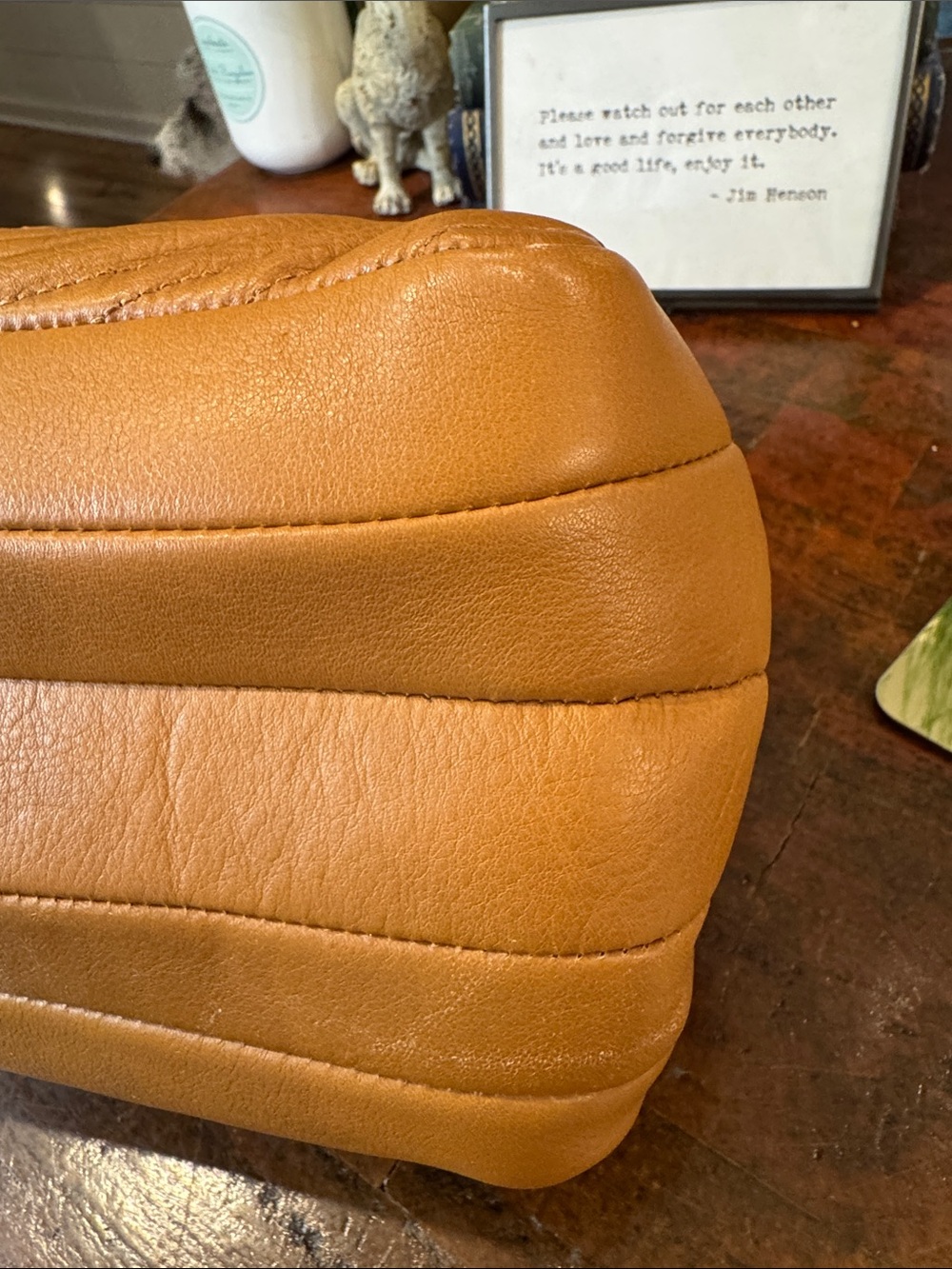 Henri Bendel Quilted Leather Shoulder Bag with Gold and Raffia Chain - Picture 7 of 15